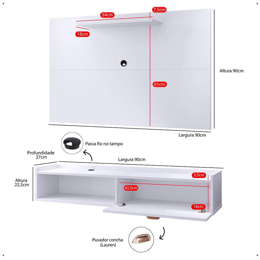 Kit Sala Estar Completa Rack Suspenso Home Classic Painel Star Tv 32 Polegadas Branco - Lojas RPM