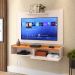 Kit Sala Estar Completa Rack Suspenso Home Classic Painel Star Tv 32 Polegadas Off White/Cinamomo - Lojas RPM