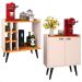 Kit Sala Jantar Cozinha Aparador Baden Adega Nicho Buffet Linea 2 Portas Puxador Concha Cantinho Café Off White/Cinamomo - Lojas RPM