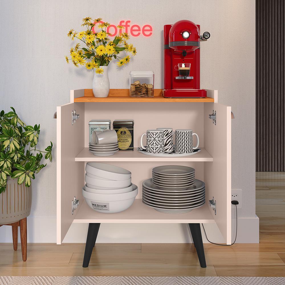 Kit Sala Jantar Cozinha Aparador Baden Adega Nicho Buffet Linea 2 Portas Puxador Concha Cantinho Café Off White/Cinamomo - Lojas RPM