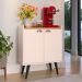 Kit Sala Jantar Cozinha Aparador Baden Adega Nicho Buffet Linea 2 Portas Puxador Concha Cantinho Café Off White/Cinamomo - Lojas RPM