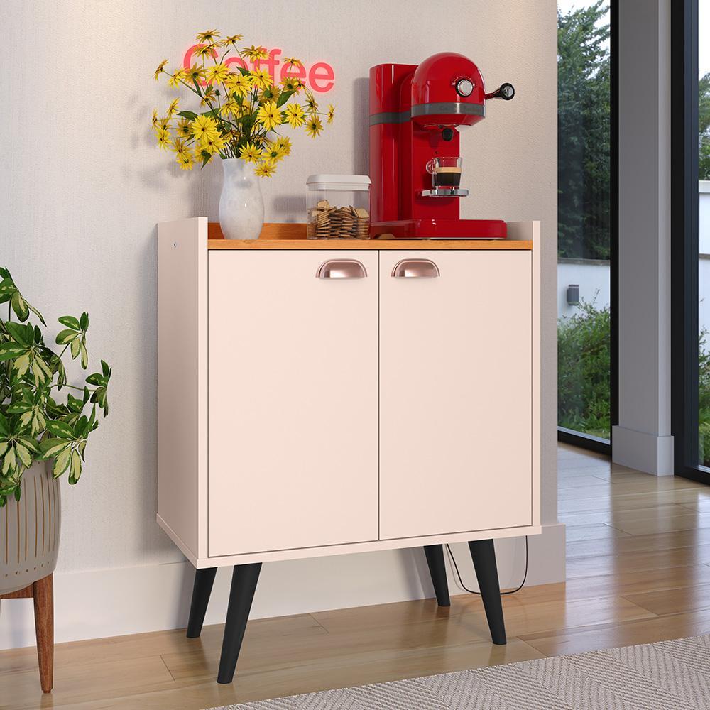 Kit Sala Jantar Cozinha Aparador Baden Adega Nicho Buffet Linea 2 Portas Puxador Concha Cantinho Café Off White/Cinamomo - Lojas RPM