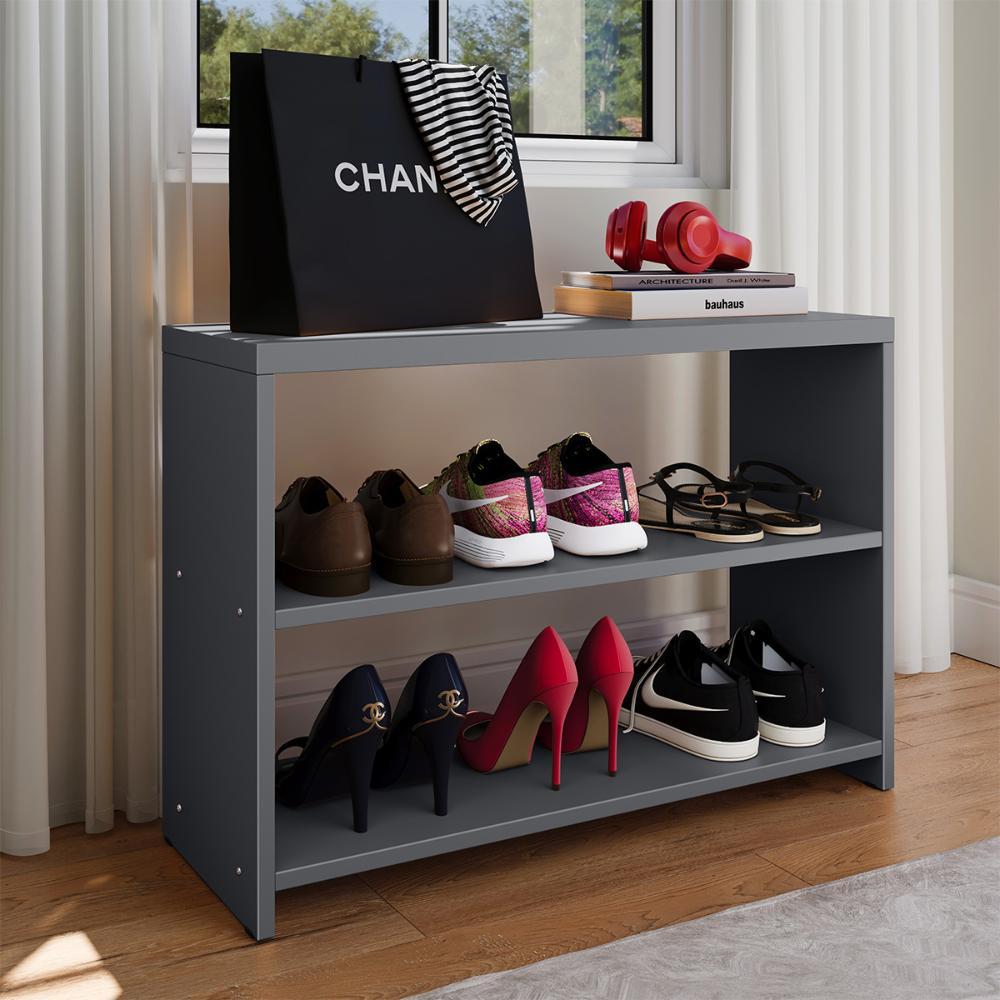 Kit Sapateira Compacta Assento Banquinho Quarto Cinza Cabeceira Cama Box King Size 1,95 Suede - Lojas RPM