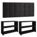 Kit Sapateira Compacta Assento Banquinho Quarto Preto Cabeceira Cama Box King Size 1,95 Suede - Lojas RPM