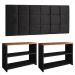 Kit Sapateira Compacta Assento Banquinho Quarto Preto/Freijó Cabeceira Cama Box King Size 1,95 Suede - Lojas RPM
