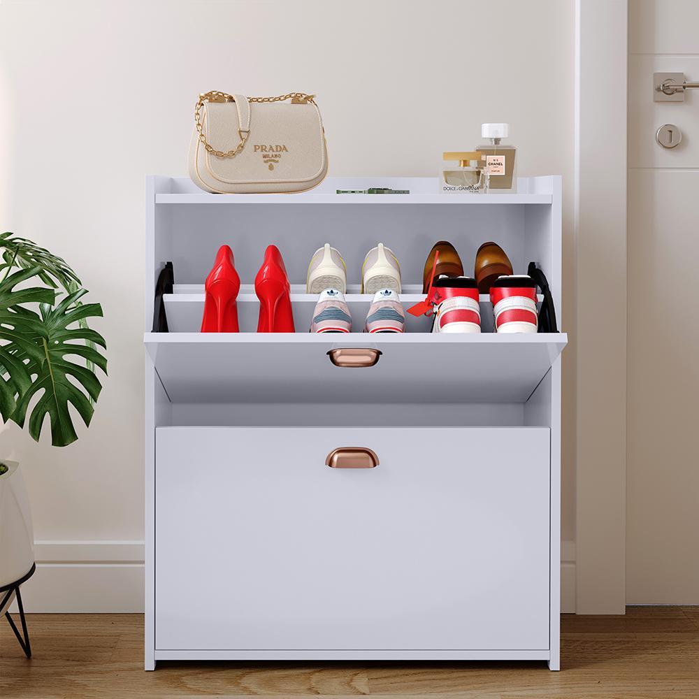 Kit Sapateira Milano Closet Prateleira Organizadora Calçados Banquinho Hall Entrada Gaveta Basculante Branco - Lojas RPM