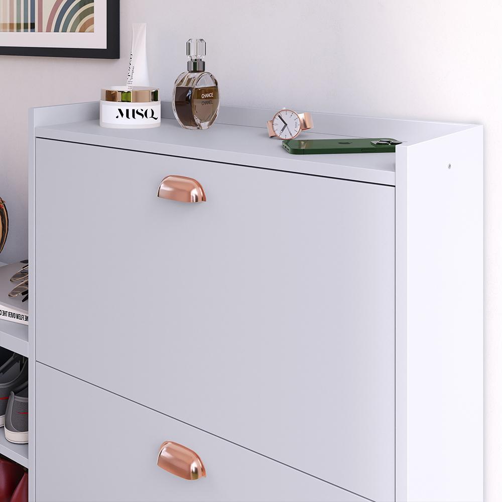 Kit Sapateira Milano Closet Prateleira Organizadora Calçados Banquinho Hall Entrada Gaveta Basculante Branco - Lojas RPM