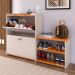 Kit Sapateira Milano Closet Prateleira Organizadora Calçados Banquinho Hall Entrada Gaveta Basculante Off White/Cinamomo - Lojas RPM