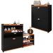 Kit Sapateira Milano Closet Prateleira Organizadora Calçados Banquinho Hall Entrada Gaveta Basculante Preto/Cinamomo - Lojas RPM