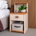 Mesa Cabeceira Cléo Off White/Cinamomo 1 Gaveta Organizadora Puxador Concha Nicho Prateleira Suspensa Decoração Lateral Cama - Lojas RPM