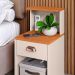 Mesa Cabeceira Cléo Off White/Cinamomo 1 Gaveta Organizadora Puxador Concha Nicho Prateleira Suspensa Decoração Lateral Cama - Lojas RPM