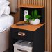 Mesa Cabeceira Cléo Preto/Cinamomo 1 Gaveta Organizadora Puxador Concha Nicho Prateleira Suspensa Decoração Lateral Cama - Lojas RPM