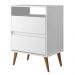 Mesa Cabeceira Lotus 2 Gavetas Nicho Porta Objetos Pés Palito Madeira Decoração Quarto Branco - Lojas RPM