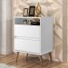Mesa Cabeceira Lotus 2 Gavetas Nicho Porta Objetos Pés Palito Madeira Decoração Quarto Branco - Lojas RPM