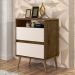 Mesa Cabeceira Lotus 2 Gavetas Nicho Porta Objetos Pés Palito Madeira Decoração Quarto Jequitibá/Off White - Lojas RPM