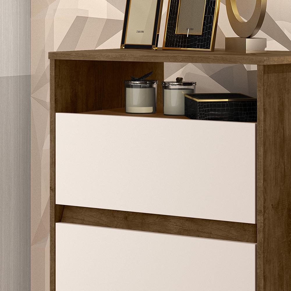 Mesa Cabeceira Lotus 2 Gavetas Nicho Porta Objetos Pés Palito Madeira Decoração Quarto Jequitibá/Off White - Lojas RPM