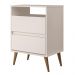 Mesa Cabeceira Lotus 2 Gavetas Nicho Porta Objetos Pés Palito Madeira Decoração Quarto Off White - Lojas RPM