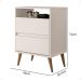 Mesa Cabeceira Lotus 2 Gavetas Nicho Porta Objetos Pés Palito Madeira Decoração Quarto Off White - Lojas RPM
