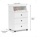 Mesa Cabeceira Luxo New 3 Gavetas Organizadoras Nicho Decorativo Mesinha Quarto Casal Solteiro Branco - Lojas RPM