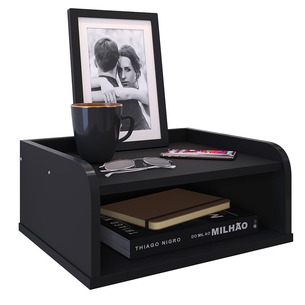 Mesa Cabeceira Suspensa Organizadora Lateral Cama Mesinha Up Suporte Nicho Decoração Quarto - Preto- RPM Móveis