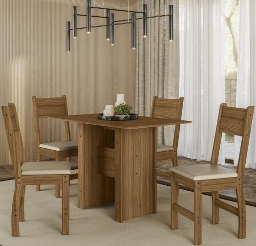 Mesa Milano 4 Lugares Retangular Ambiente Sala Jantar Cozinha Decoração Elegante Retrô - Carvalho