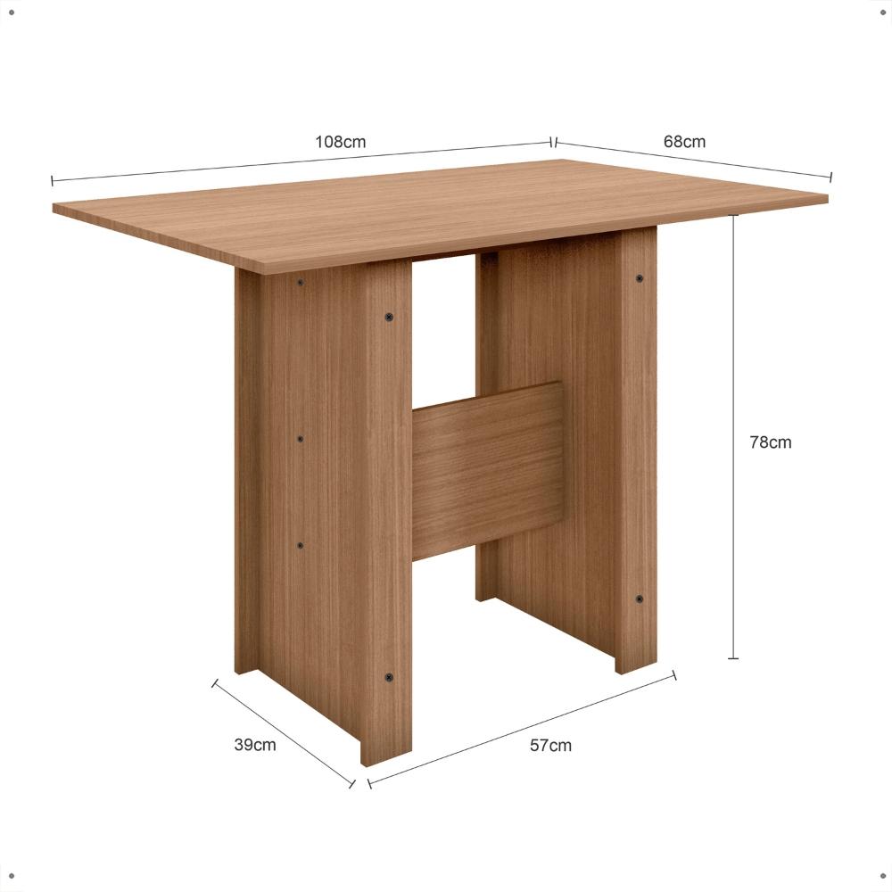 Mesa Milano 4 Lugares Retangular Ambiente Sala Jantar Cozinha Decoração Elegante Retrô - Carvalho