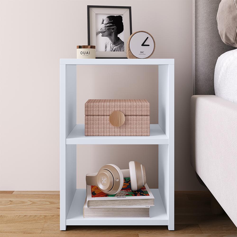 Mesa de Cabeceira Bella Mesinha Estreita Prateleira Lateral Cama Box Criado Retrô Decoração Quarto - Branco - RPM