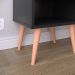 Mesinha Lateral Pequena com 1 Gaveta e Nicho Quarto Decorado - Preto / Ripado Nature - Lojas RPM