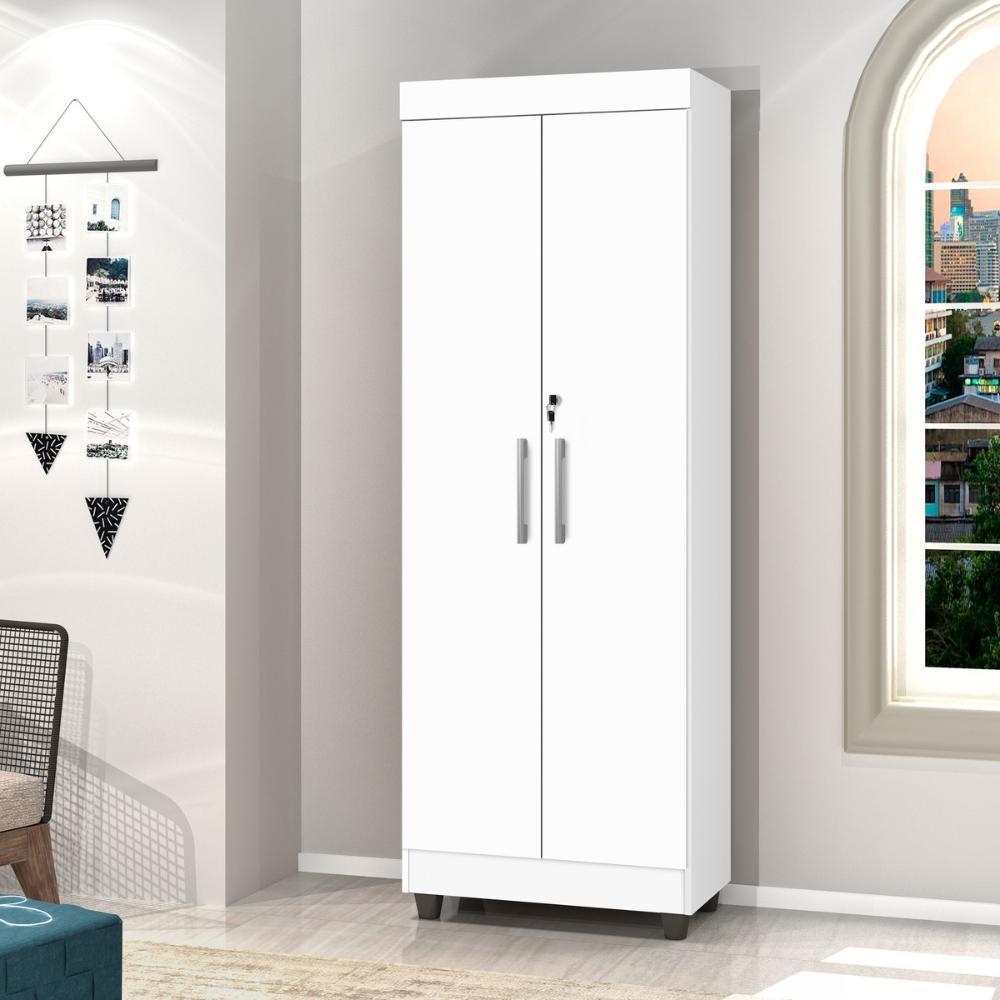 Multiuso Texas 2 Portas C/ Chave Prateleira Armário Organizador Lavanderia Quarto Escritório Cozinha Branco - RPM