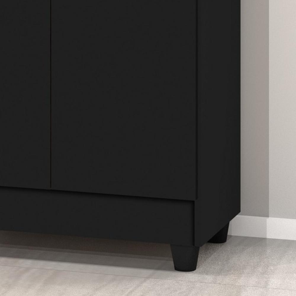 Multiuso Texas 2 Portas C/ Chave Prateleira Armário Organizador Lavanderia Quarto Escritório Cozinha Preto - RPM