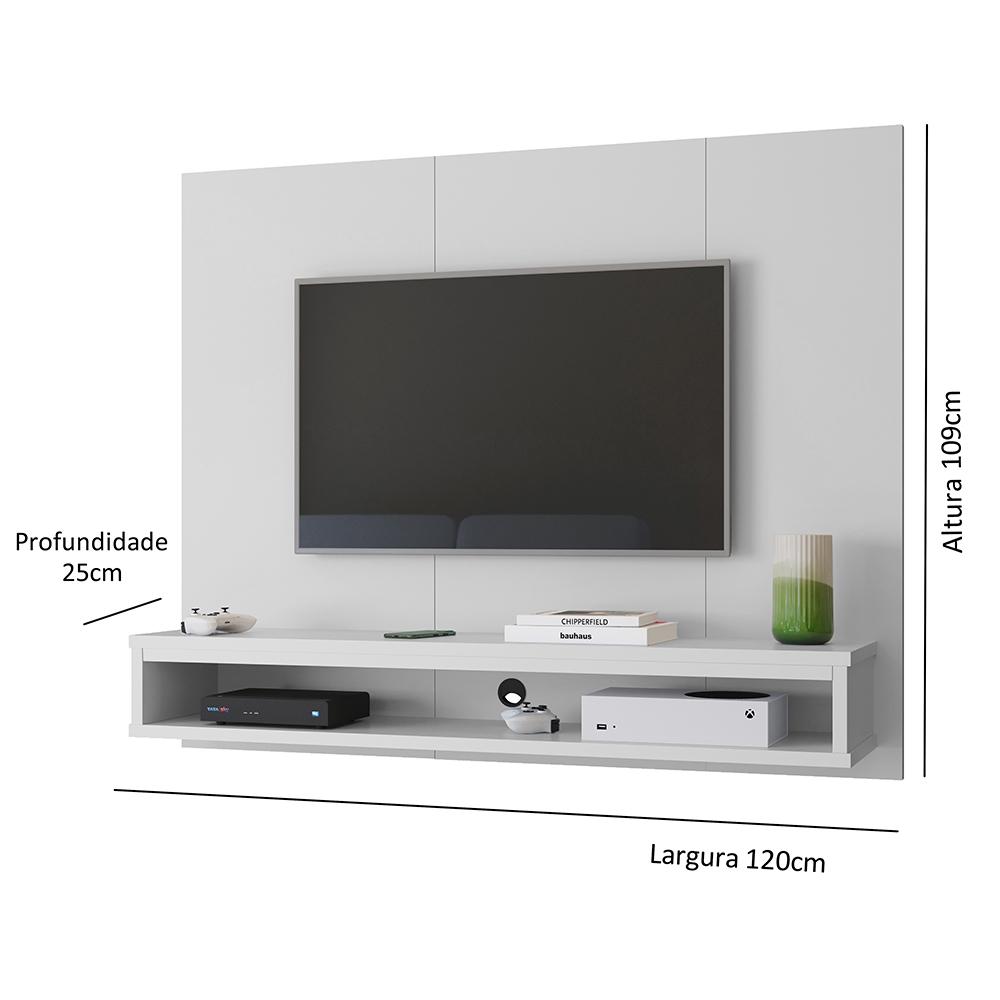 Painel Cissa Tv 32 36 39 40 42 46 47 50 Polegadas Prateleira Nicho Decorativo Suspenso Quarto Sala -Branco - RPM