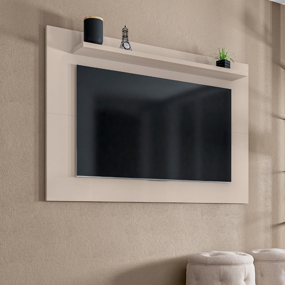 Painel Safira Tv 60 Polegadas Prateleira Reforçada MDF Organizadora Decoração Sala Estar Off White - Lojas RPM