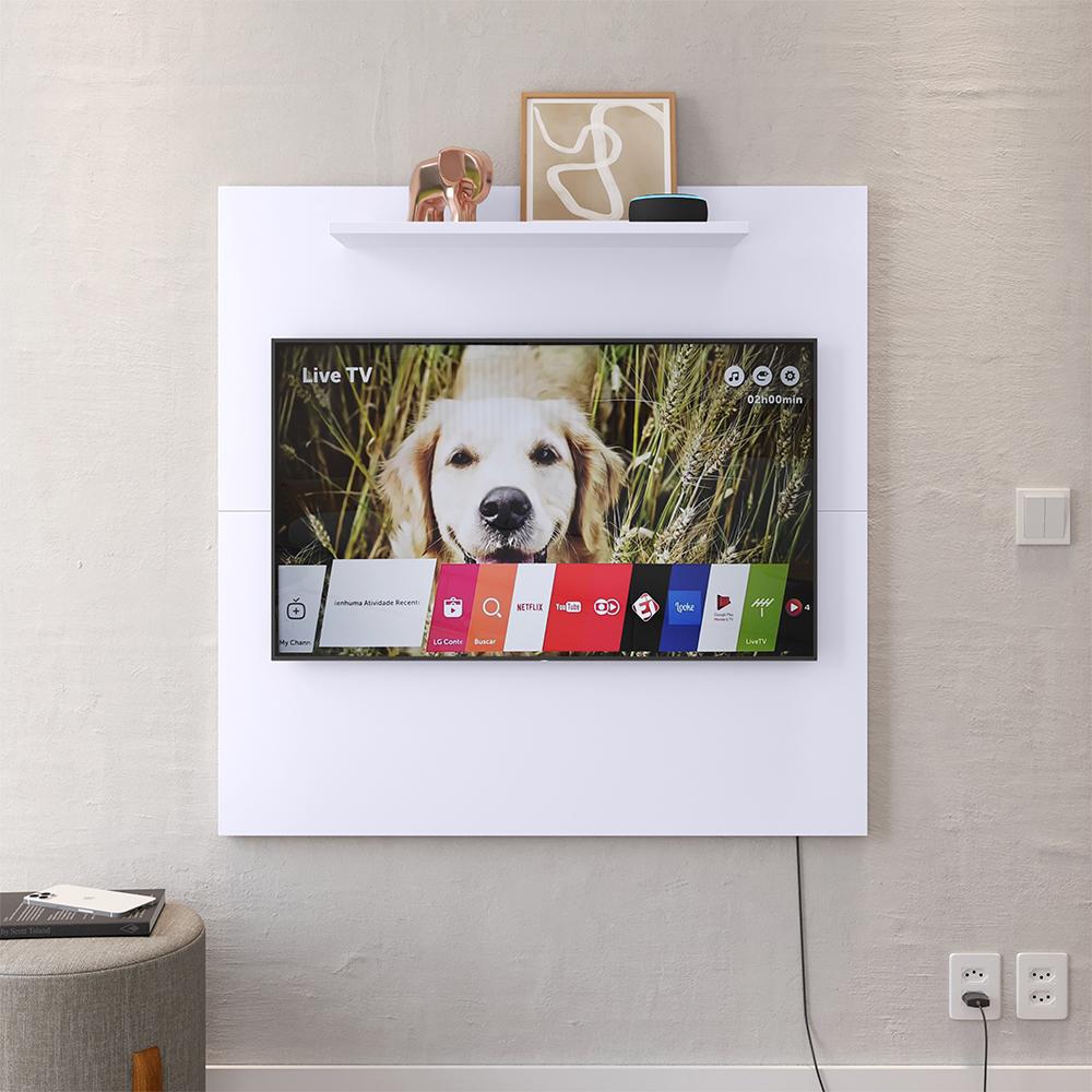 Painel Star Tv 32 Polegadas Prateleira Superior Inferior 90x90 Decoração Multiuso Sala Estar Quarto Recepção Branco - Lojas RPM