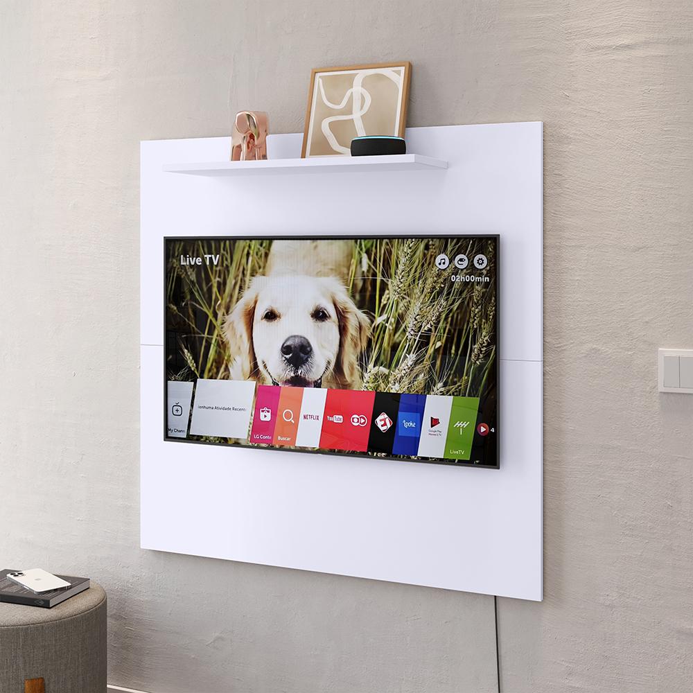 Painel Star Tv 32 Polegadas Prateleira Superior Inferior 90x90 Decoração Multiuso Sala Estar Quarto Recepção Branco - Lojas RPM