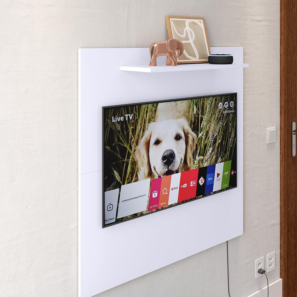 Painel Star Tv 32 Polegadas Prateleira Superior Inferior 90x90 Decoração Multiuso Sala Estar Quarto Recepção Branco - Lojas RPM