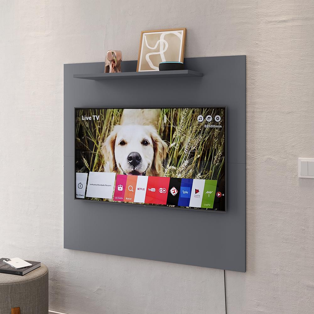Painel Star Tv 32 Polegadas Prateleira Superior Inferior 90x90 Decoração Multiuso Sala Estar Quarto Recepção Cinza - Lojas RPM