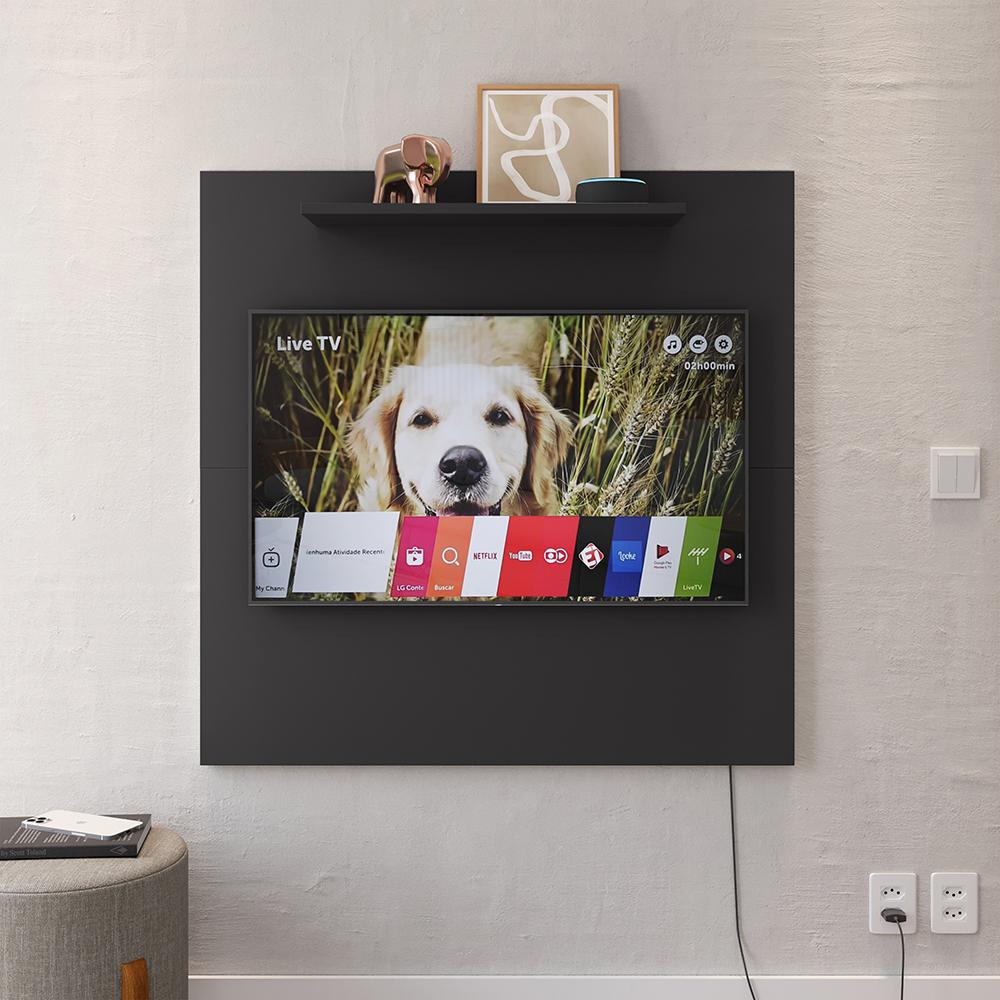 Painel Star Tv 32 Polegadas Prateleira Superior Inferior 90x90 Decoração Multiuso Sala Estar Quarto Recepção Preto - Lojas RPM