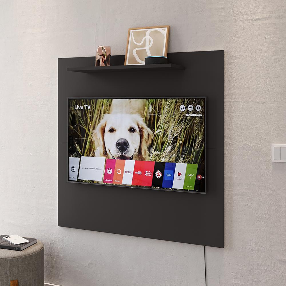 Painel Star Tv 32 Polegadas Prateleira Superior Inferior 90x90 Decoração Multiuso Sala Estar Quarto Recepção Preto - Lojas RPM