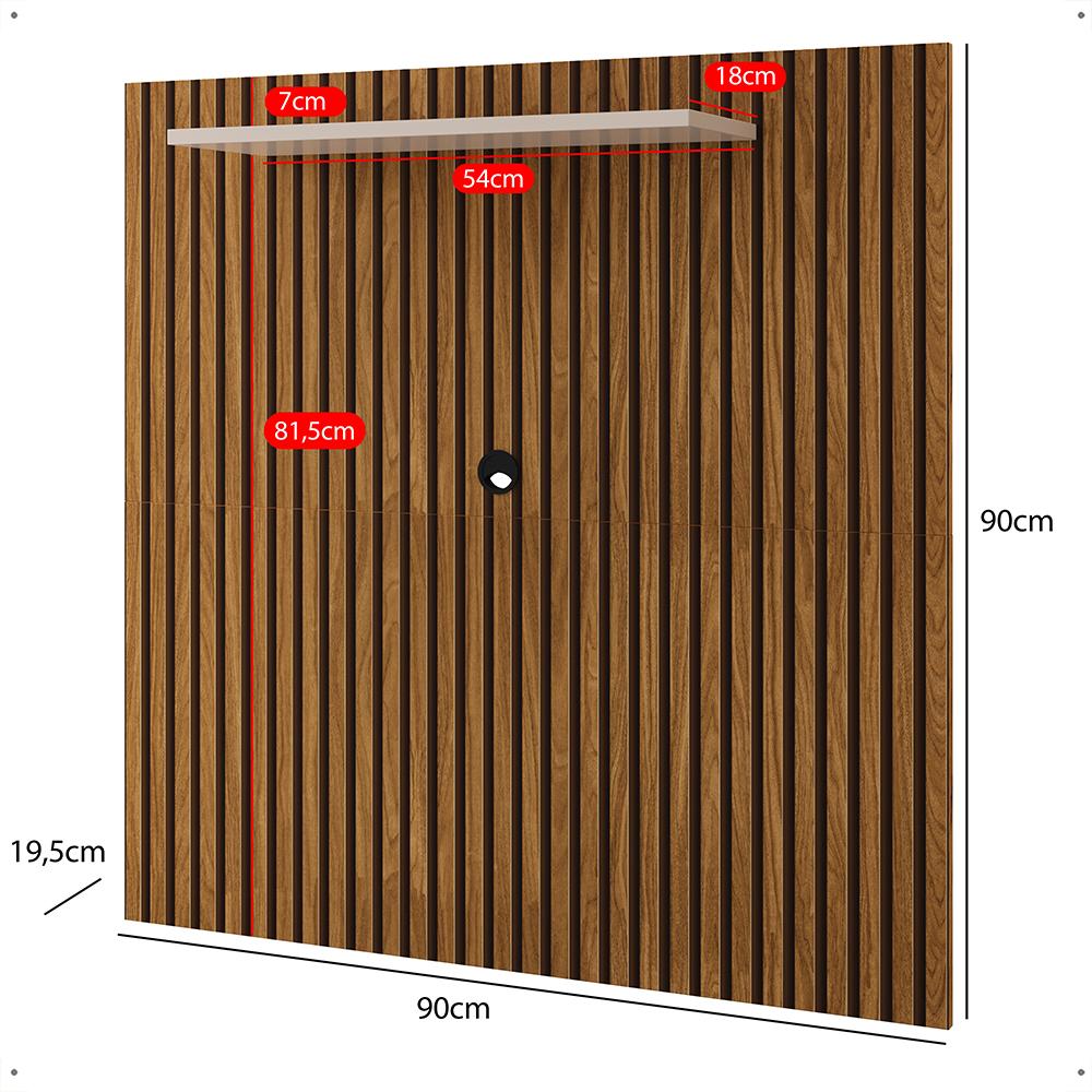 Painel Star Tv 32 Polegadas Prateleira Superior Inferior 90x90 Decoração Multiuso Sala Estar Quarto Recepção Ripado/Off White - Lojas RPM