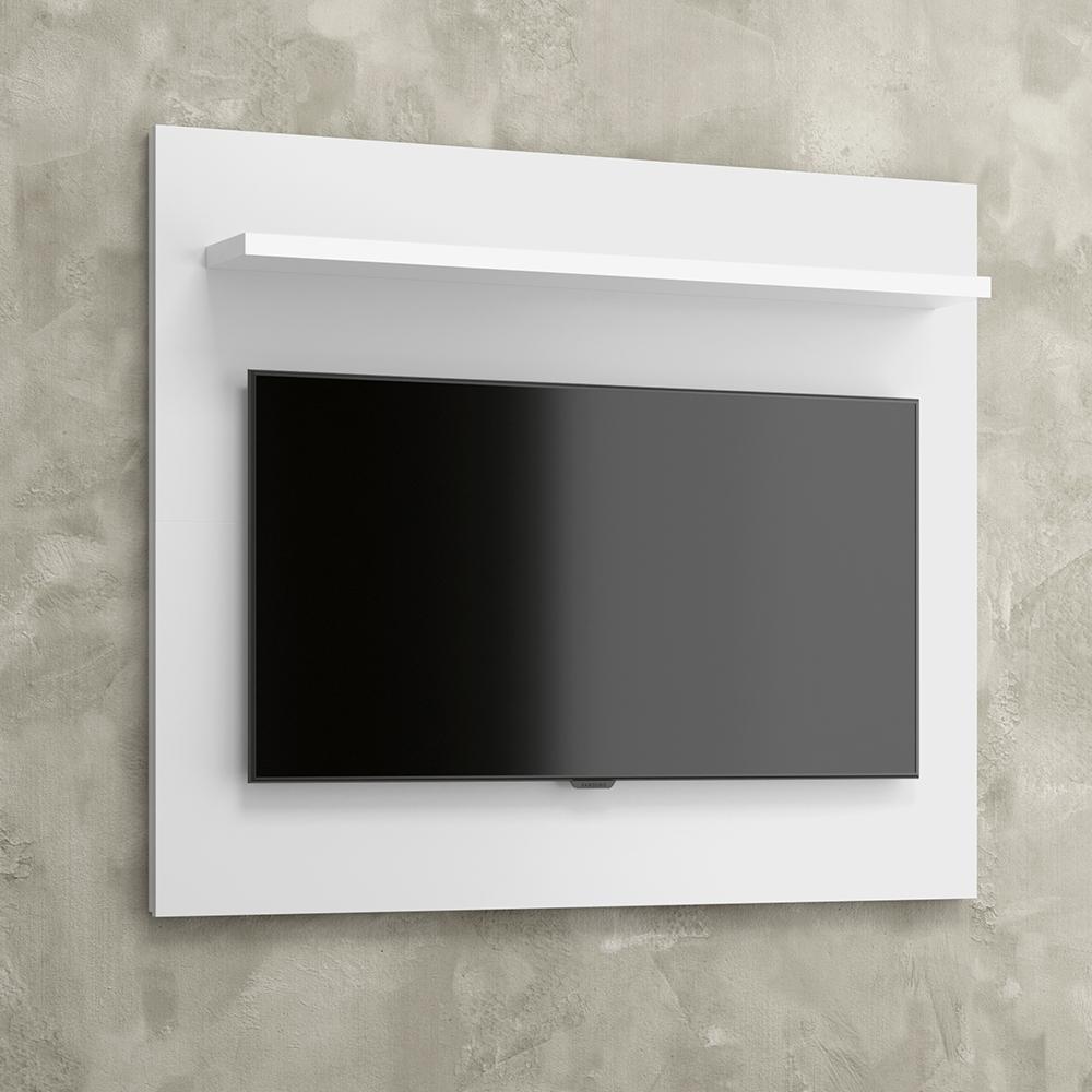 Painel Yan Tv 27 29 32 Polegadas Prateleira Superior Inferior Porta Objetos Decoração Sala Quarto Multiuso Branco Acetinado - Lojas RPM