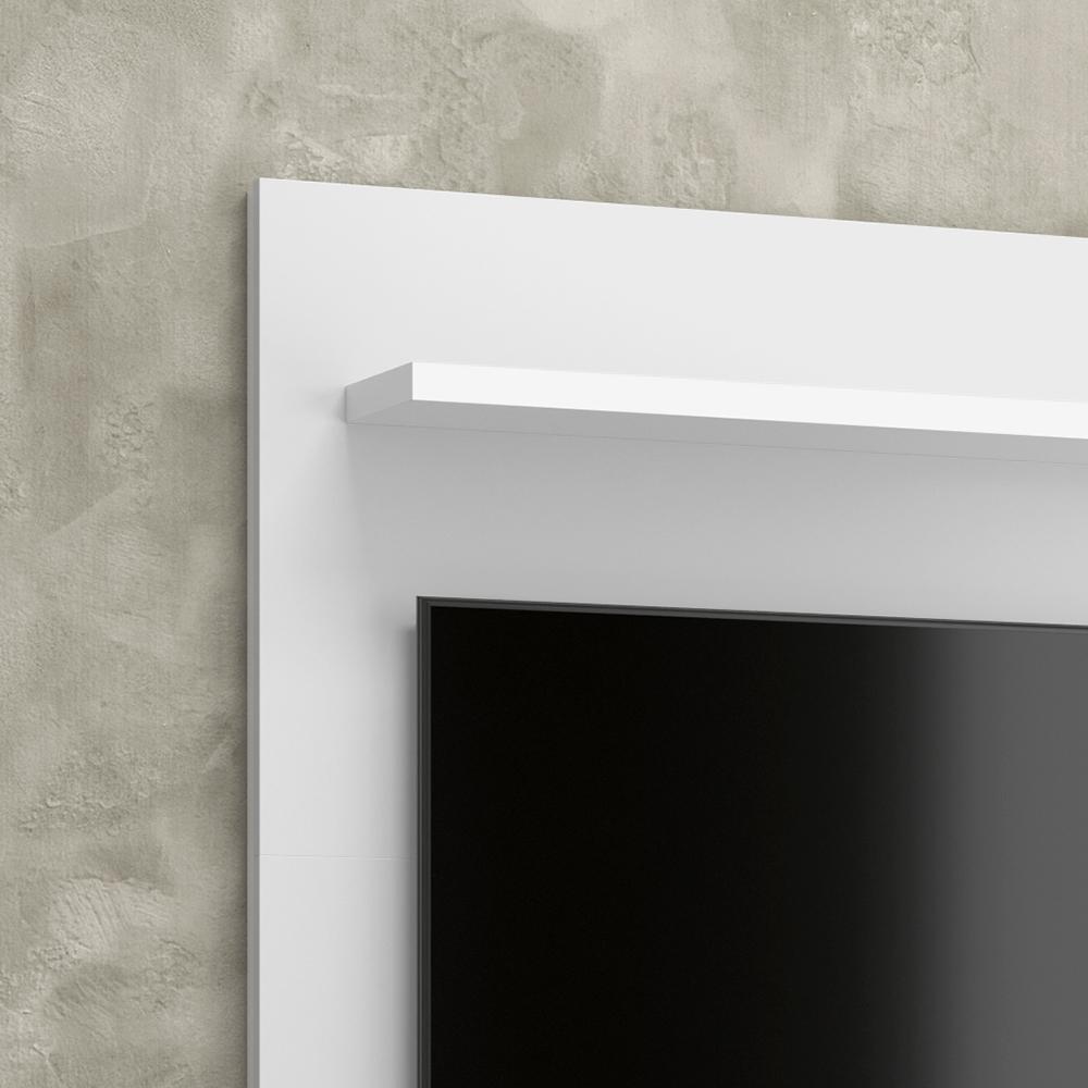 Painel Yan Tv 27 29 32 Polegadas Prateleira Superior Inferior Porta Objetos Decoração Sala Quarto Multiuso Branco Acetinado - Lojas RPM