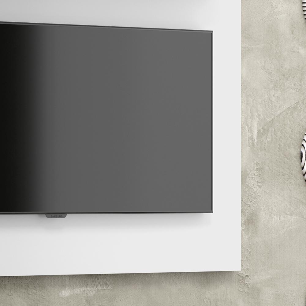 Painel Yan Tv 27 29 32 Polegadas Prateleira Superior Inferior Porta Objetos Decoração Sala Quarto Multiuso Branco Acetinado - Lojas RPM
