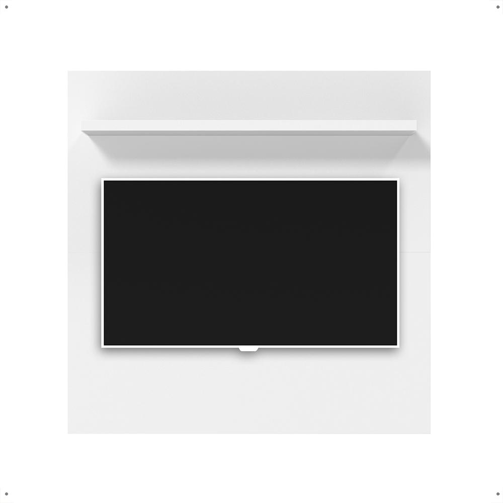 Painel Yan Tv 27 29 32 Polegadas Prateleira Superior Inferior Porta Objetos Decoração Sala Quarto Multiuso Branco Acetinado - Lojas RPM