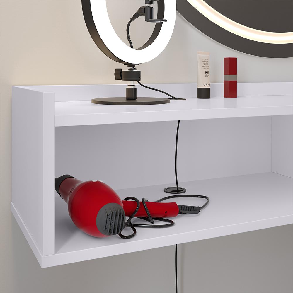 Penteadeira Suspensa Camarim Decor Porta Maquiagem Nicho Multifuncional Quarto Pequeno Retrô - Branco - RPM