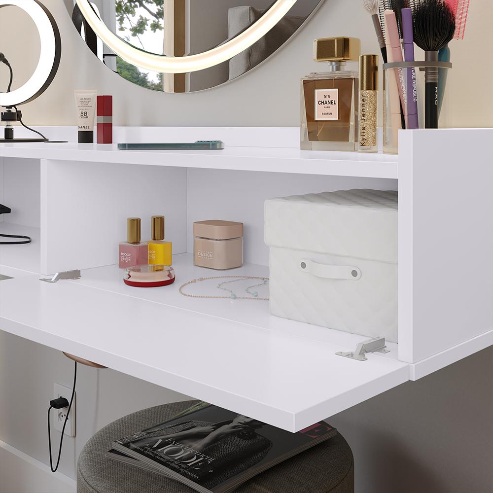 Penteadeira Suspensa Camarim Decor Porta Maquiagem Nicho Multifuncional Quarto Pequeno Retrô - Branco - RPM