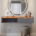 Penteadeira Suspensa Classic 90 cm Porta Joia Mesa Maquiagem Camarim Quarto Pequeno - Cinza/Cinamomo - RPM