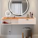 Penteadeira Suspensa Classic 90 cm Porta Joia Mesa Maquiagem Camarim Quarto Pequeno - Off White/Cinamomo - RPM