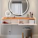 Penteadeira Suspensa Classic 90 cm Porta Joia Mesa Maquiagem Camarim Quarto Pequeno - Off White/Cinamomo - RPM