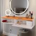 Penteadeira Suspensa Classic 90 cm Porta Joia Mesa Maquiagem Camarim Quarto Pequeno - Off White/Cinamomo - RPM