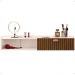 Penteadeira Suspensa Classic 90 cm Porta Joia Mesa Maquiagem Camarim Quarto Pequeno - Off White/Ripado - RPM